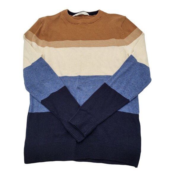 H&M Other - H&M Boy's SZ 8/10 Pullover Knit Cotton Jumper Sweater Color block Brown Blue